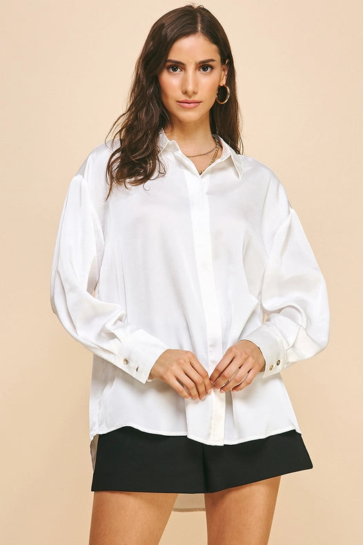 Lynette Solid Satin Blouse