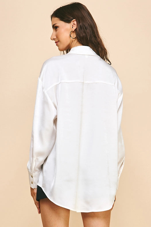 Lynette Solid Satin Blouse