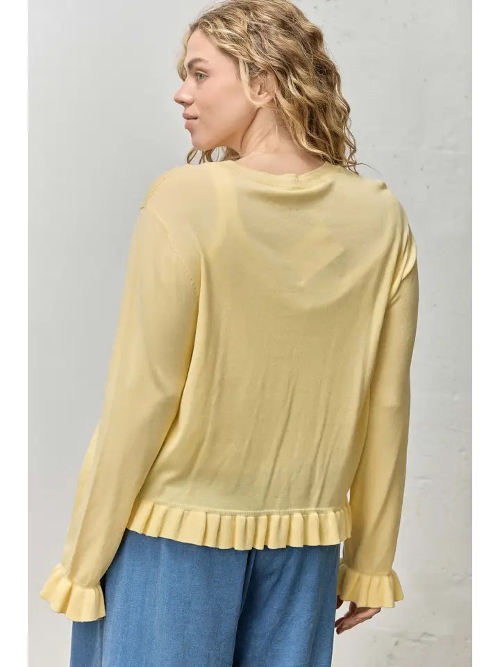 Noelle Ruffle Trim Cardigan - Plus Size
