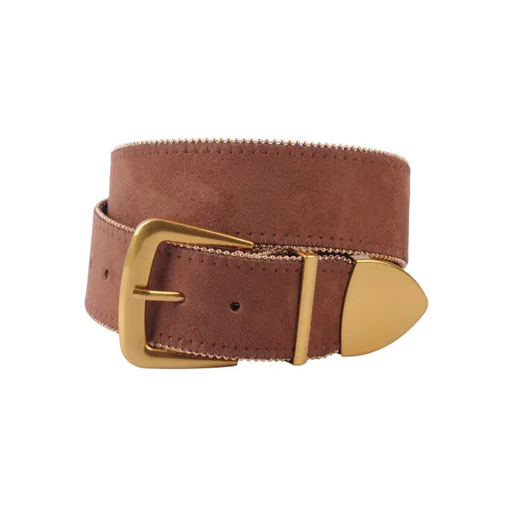 Zipper Lined Belt With Gold Hardware